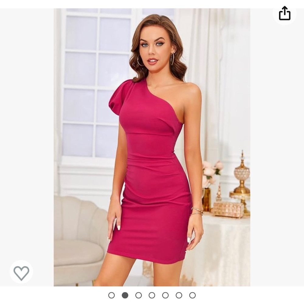 Womens Sexy One Shoulder Bodycorn Dresses PuffySleeves CocktailPartyMini